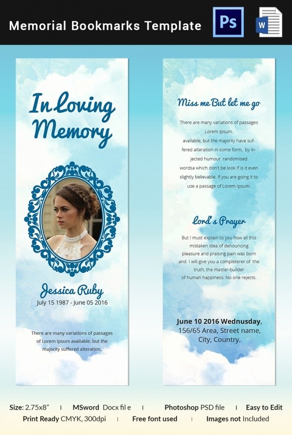 Funeral Bookmarks Template Free Elegant 10 Memorial Bookmarks Templates Free Psd Ai Eps