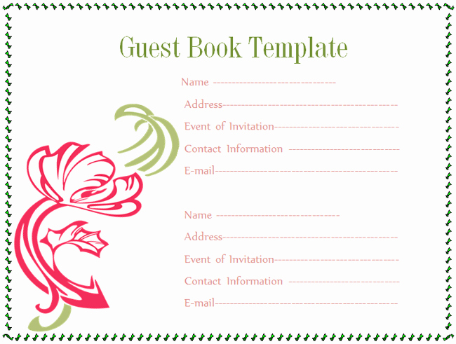 Funeral Guest Book Template Unique Guest Book Template Microsoft Word Templates
