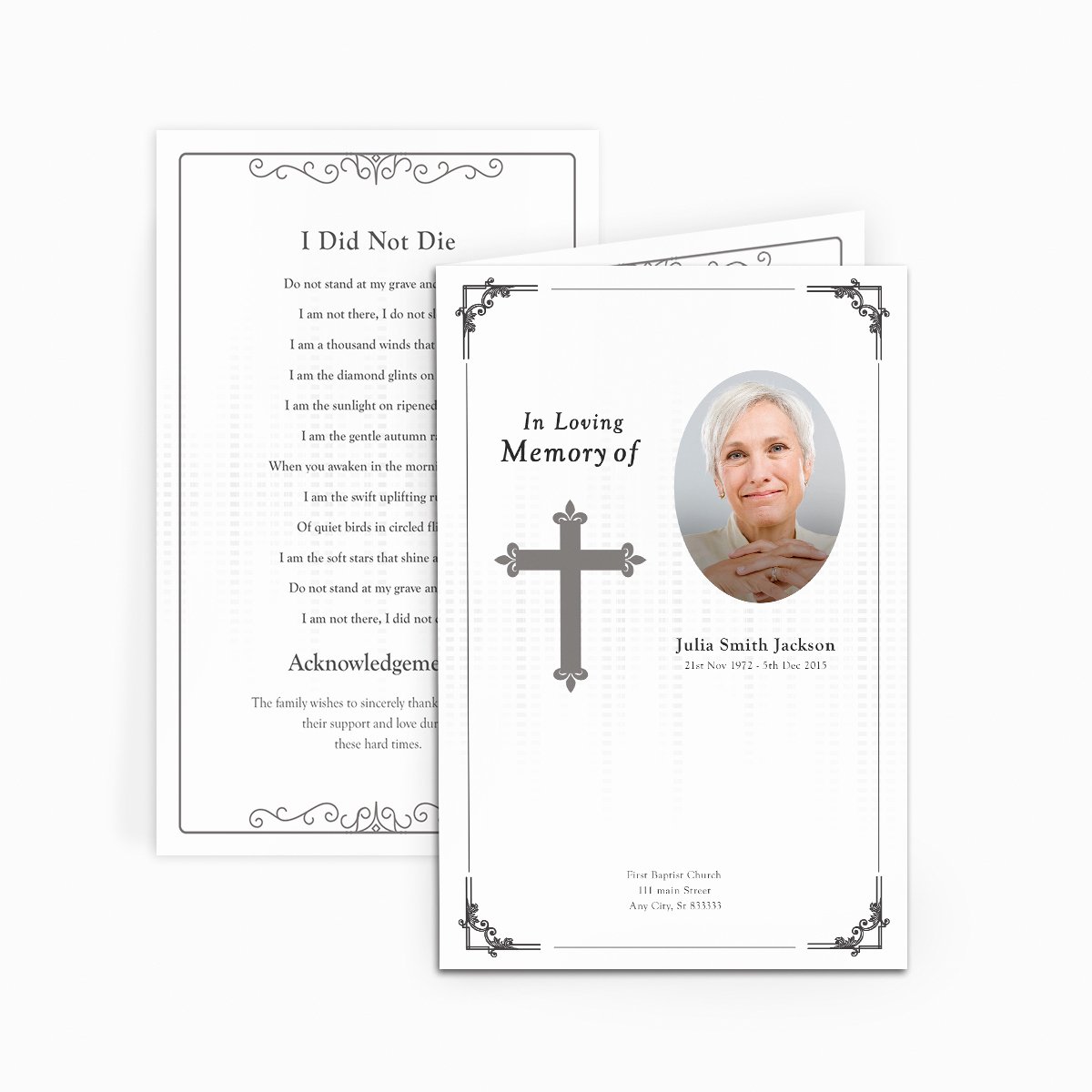 Funeral Memorial Card Template Beautiful Traditional Cross Funeral Card Funeral Pamphlets