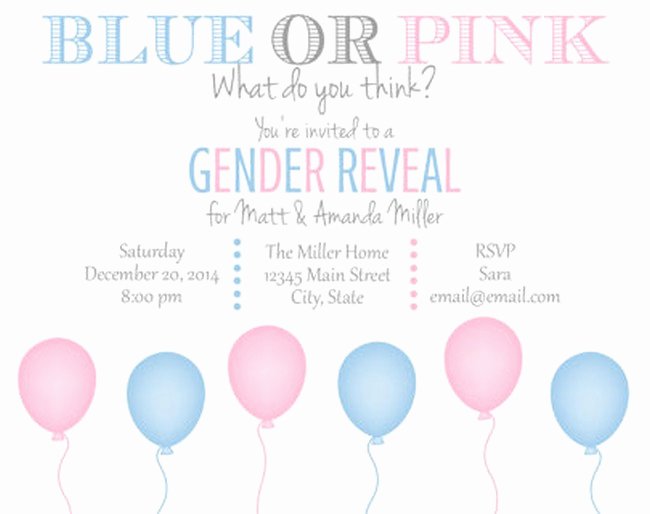 Gender Reveal Invitations Template Fresh Gender Reveal Party Invitations