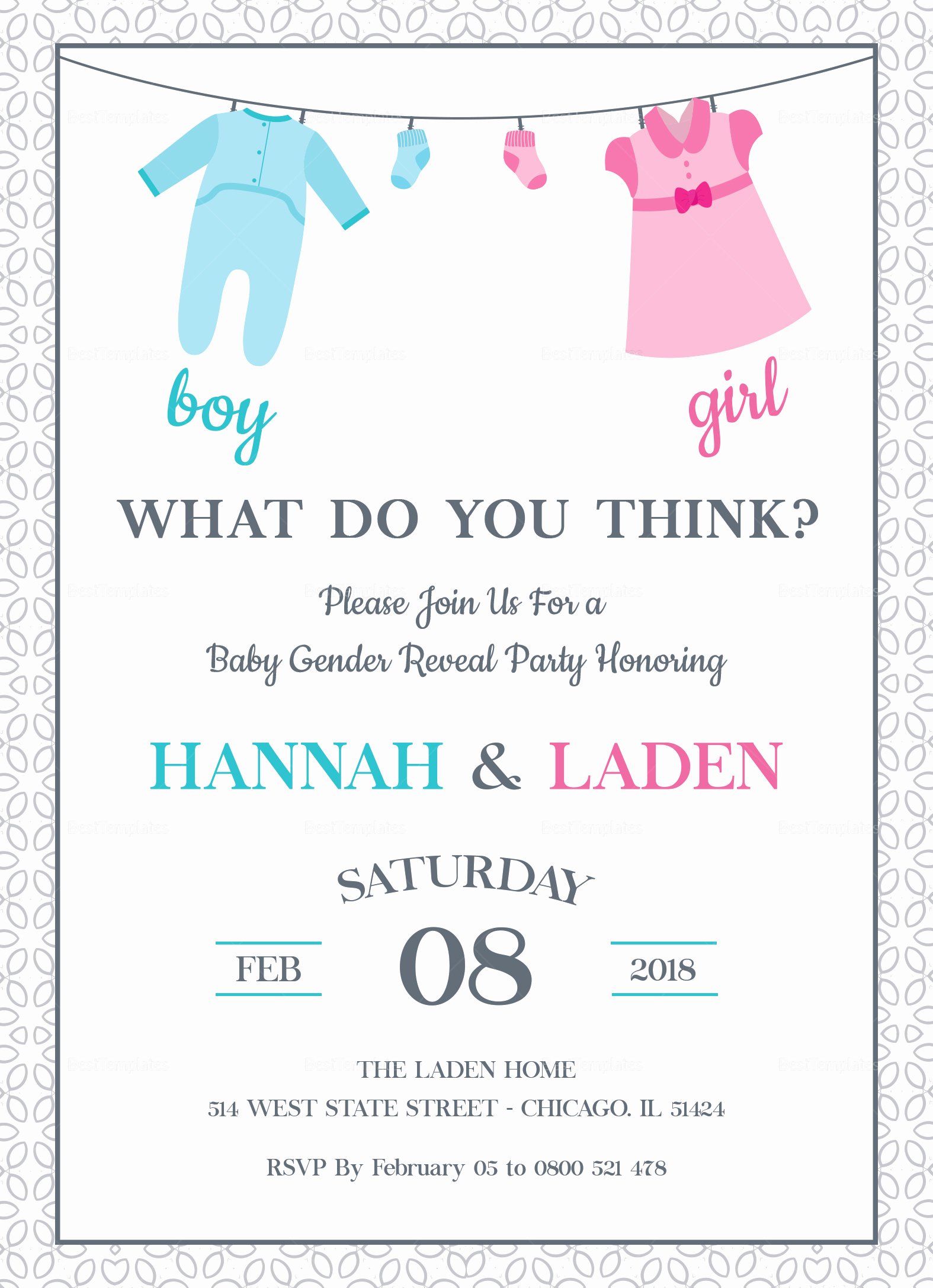 Gender Reveal Invitations Template Inspirational Gender Reveal Baby Shower Invitation Design Template In