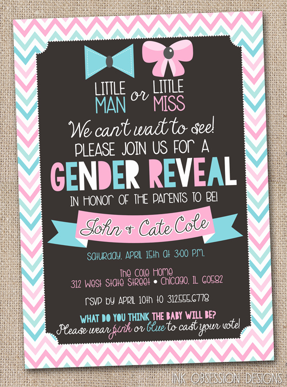 Gender Reveal Invitations Template Inspirational Ink Obsession Designs Gender Reveal Party Printable
