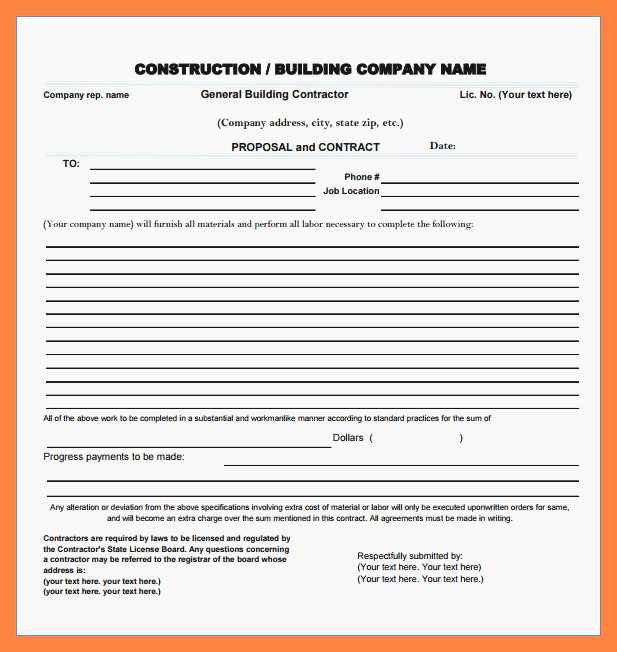 General Contractor Proposal Template Fresh Contractor Proposal Sampleneral Contractor Proposal