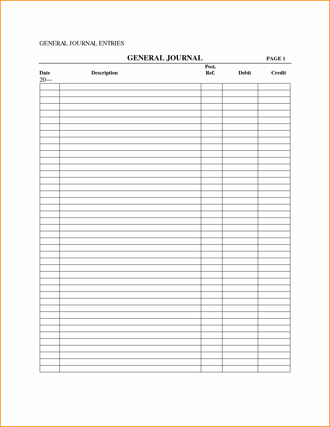 General Journal Template Excel Elegant General Journal Template