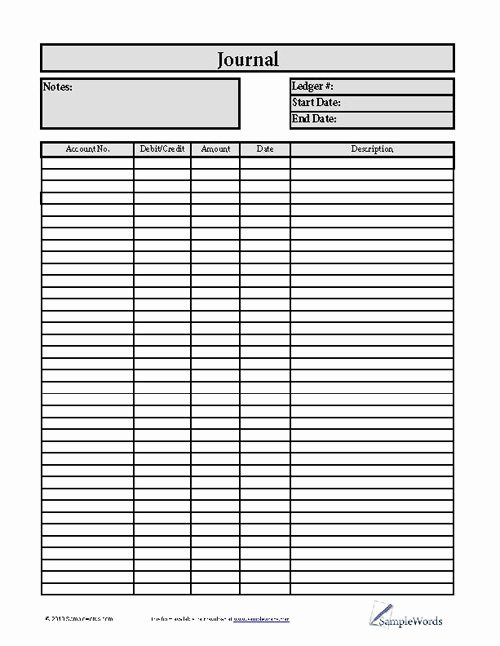 General Journal Template Excel Fresh General Journal Accounting form