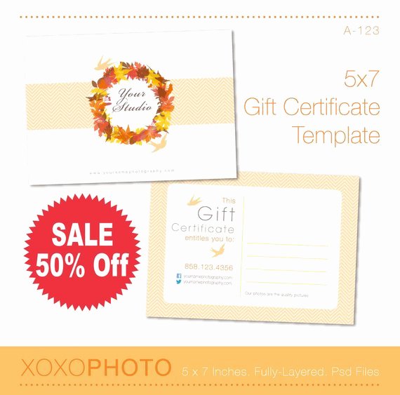 Gift Card Template Psd Lovely Sale F Gift Certificate Template 5x7 Shop Psd