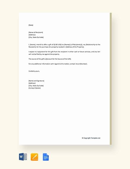 Gift Letter Template Word Awesome 13 Sample Gift Letters Pdf Word