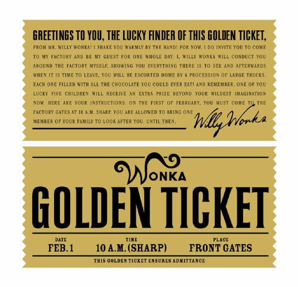 Golden Ticket Template Editable Luxury Another Example Of Willy Wonka S Golden Ticket