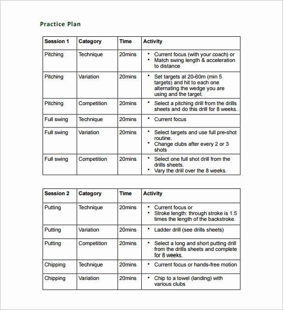 Golf Practice Schedule Template Fresh 13 Practice Schedule Templates Word Excel Pdf