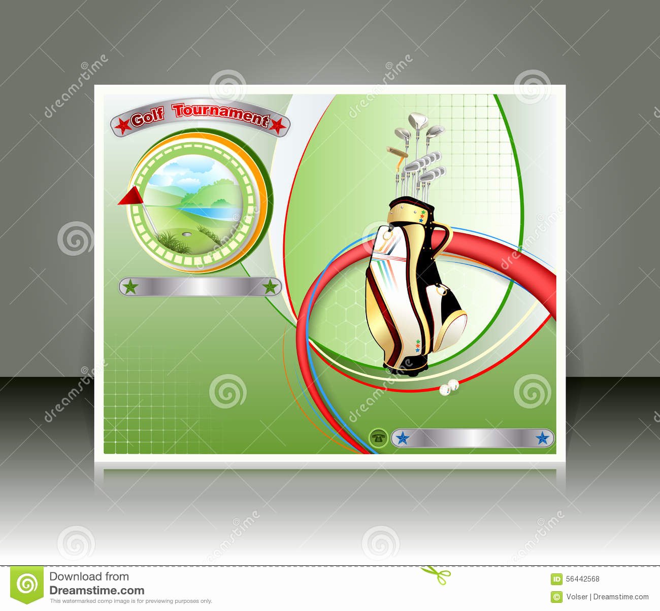 Golf Tee Game Template Beautiful Golf tournament Design Template with Golf Clubs Bag and A