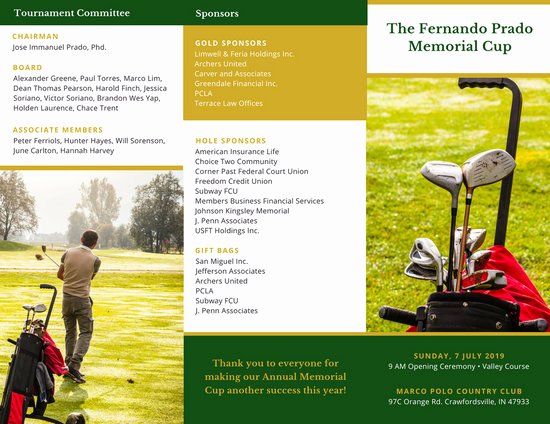 Golf tournament Brochure Template Inspirational orange Blue Golf tournament Trifold Brochure
