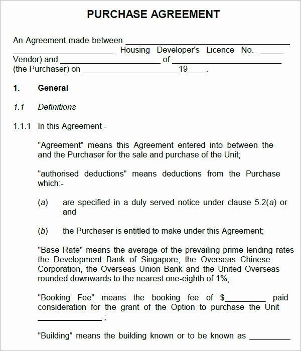 Goods Purchase Agreement Template Elegant Purchase Agreement 9 Download Free Documents In Pdf Word