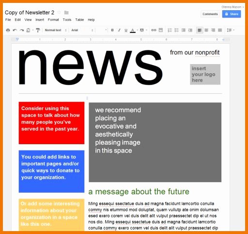 Google Doc Newsletter Template Fresh Google Docs Newsletter Template