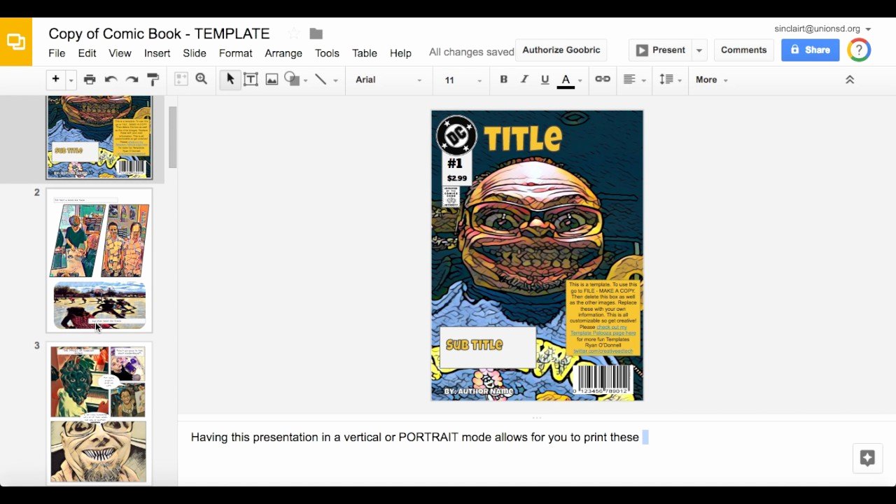 Google Docs Cookbook Template Elegant Graphic Novel Google Slides 1