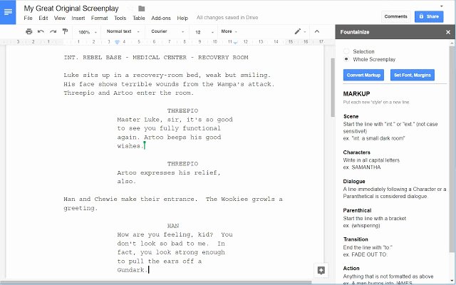Google Docs Screenplay Template Beautiful Fountainize Google Docs Add On