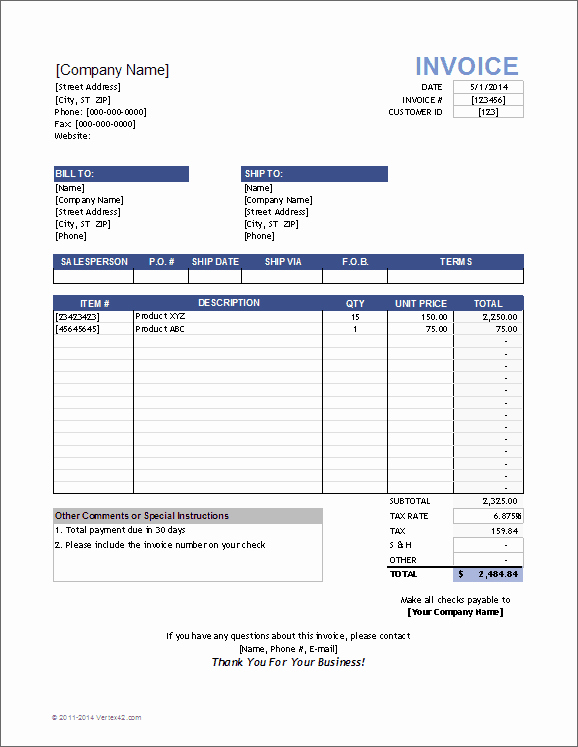 Google Sheets Invoice Template Awesome Sales Invoice Template for Excel