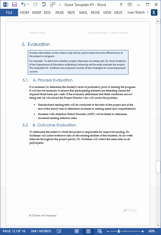 Grant Proposal Template Word Awesome Grant Proposal Template – Ms Word with Free Cover Letter