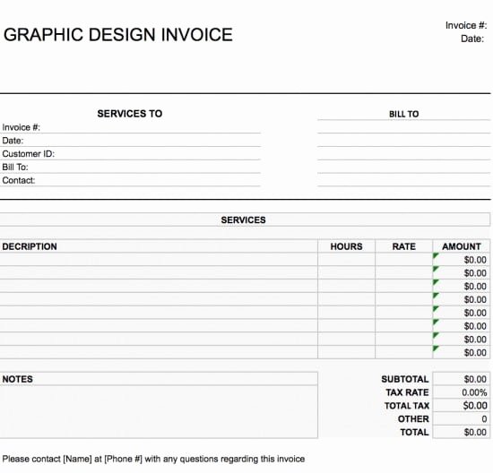 Graphic Designer Invoice Template Inspirational Free Graphic Design Web Invoice Template Excel