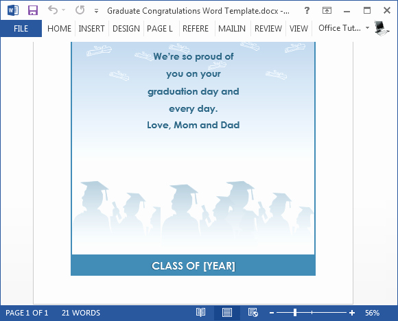 free graduation congratulations card template for word