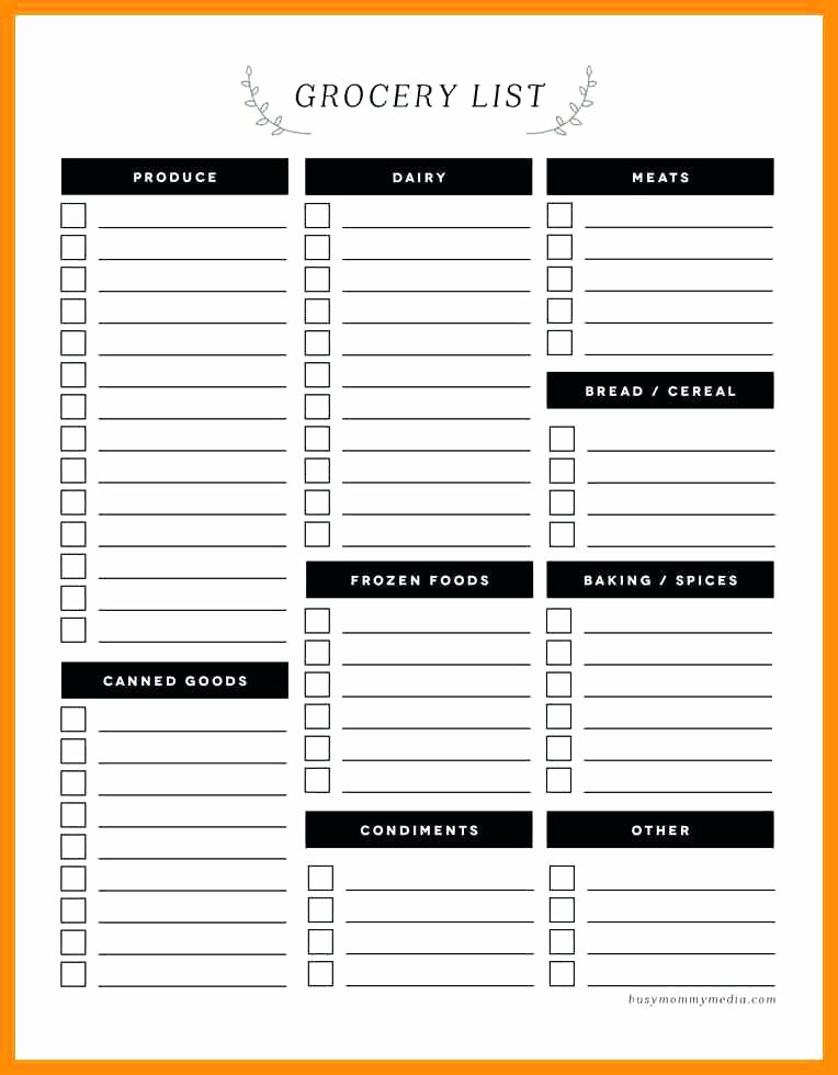 Grocery List Template Word Awesome 12 Grocery List Template Word
