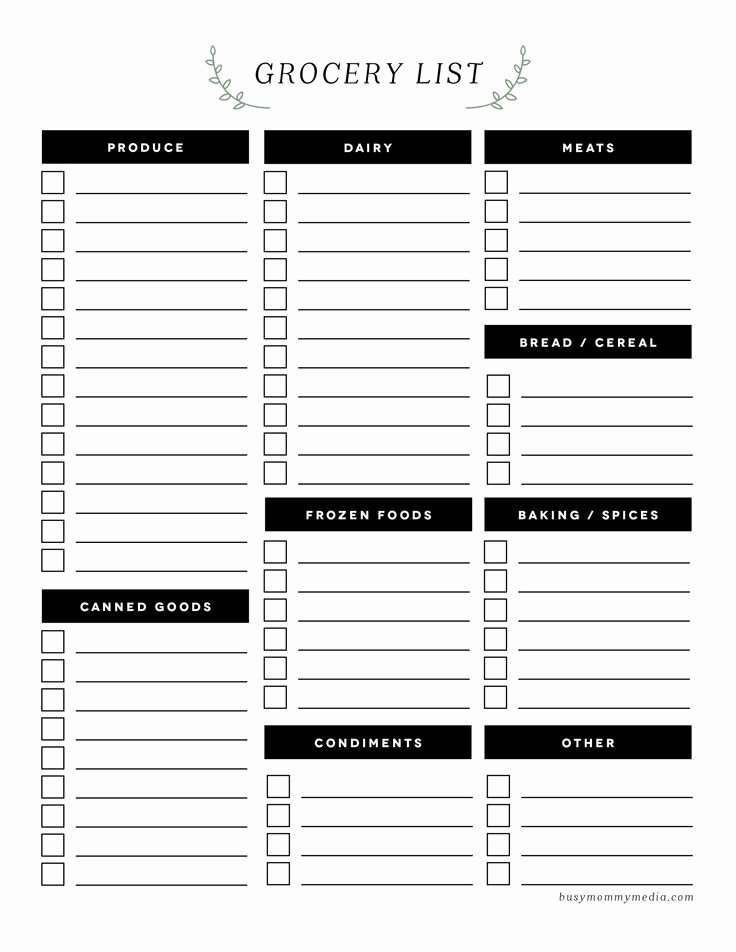 Grocery List Template Word Awesome 28 Free Printable Grocery List Templates