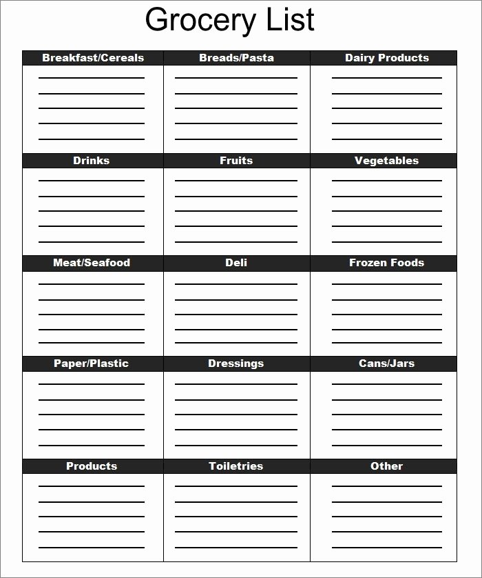 Grocery List Template Word Beautiful Grocery List Template