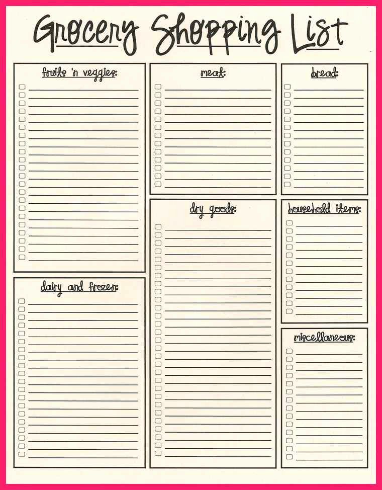 Grocery List Template Word Fresh Grocery List Template Word