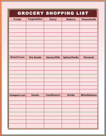 Grocery List Template Word Lovely 7 Grocery List Template Word Bookletemplate