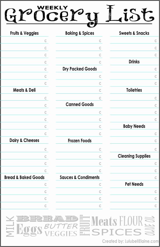Grocery List Template Word Lovely top 5 Resources to Get Free Grocery List Templates Word