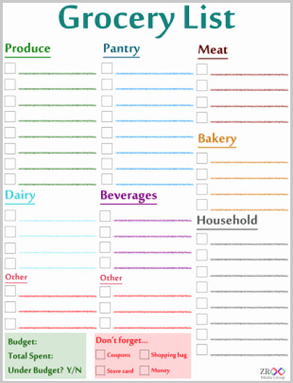 Grocery List Template Word Luxury 21 Free Grocery List Template Word Excel formats