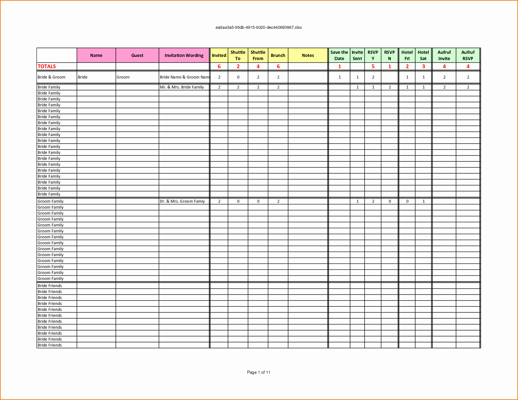 Guest List Template Excel Elegant 5 Wedding Guest List Template Excel