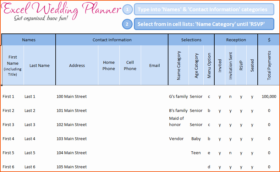 Guest List Template Excel Elegant 6 Wedding Guest List Template Excel Bookletemplate