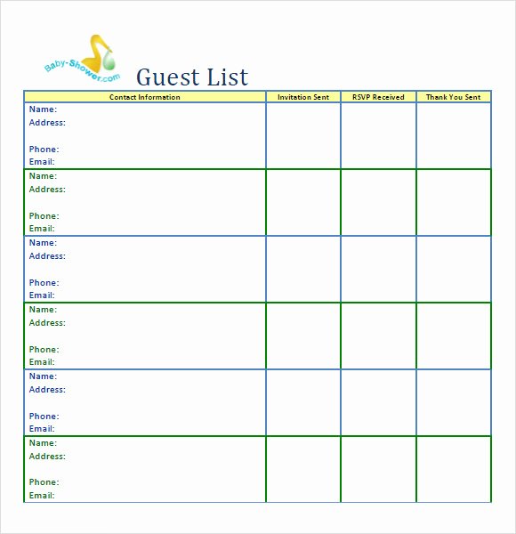 Guest List Template Excel Elegant 9 Guest List Samples