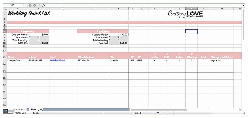 Guest List Template Excel Unique 17 Wedding Guest List Templates Excel Pdf formats