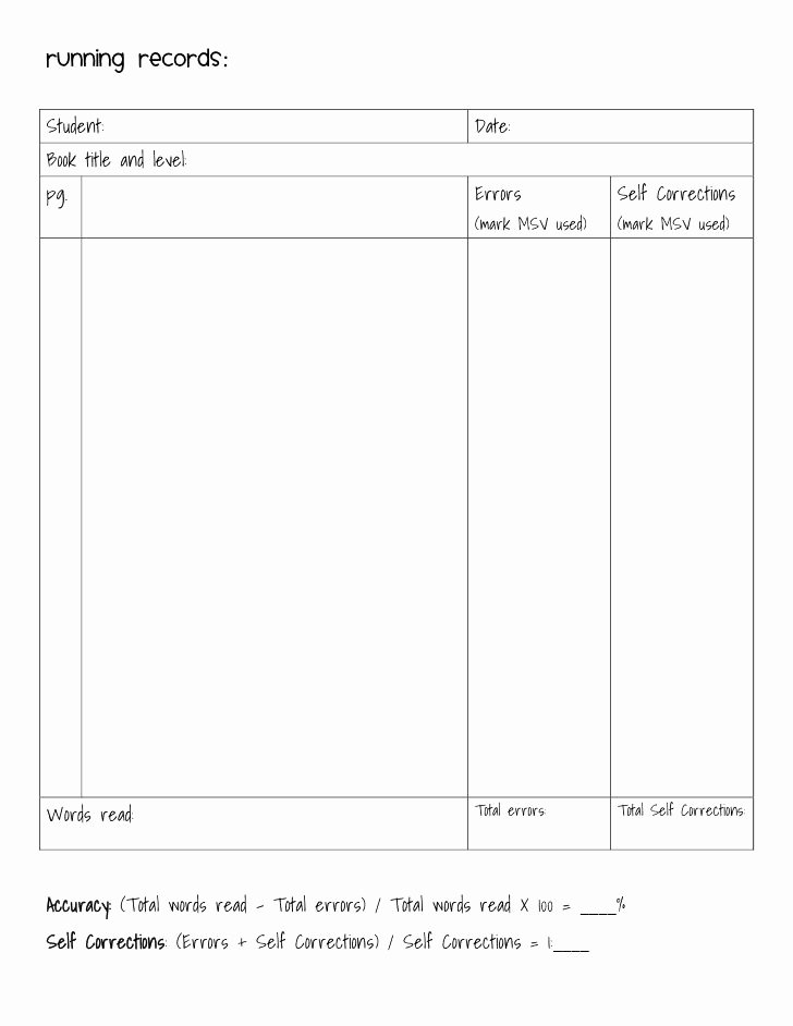 Guided Reading Template Pdf Awesome Running Record Template Literacy Pinterest