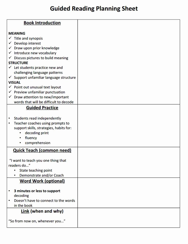 Guided Reading Template Pdf Best Of Guided Reading Lesson Plan Template Document Blank