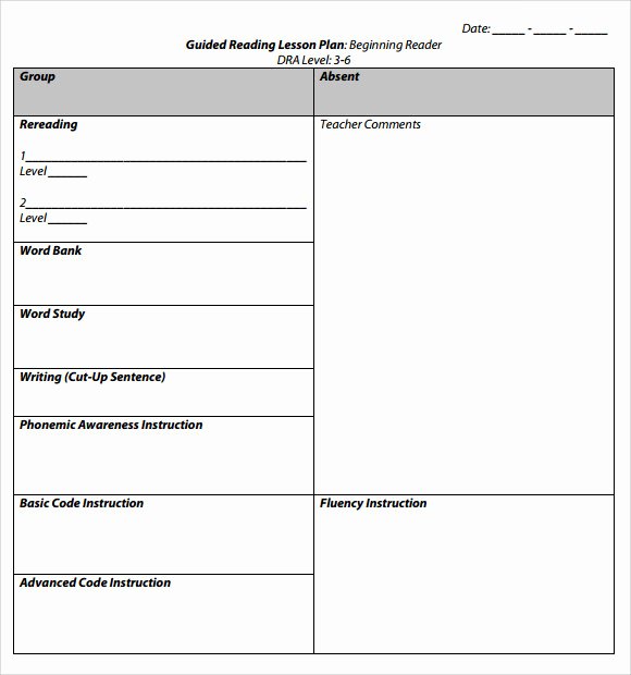 Guided Reading Template Pdf Best Of Sample Guided Reading Lesson Plan 8 Documents In Pdf