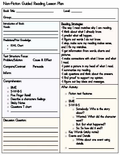 Guided Reading Template Pdf Lovely Guided Reading Lesson Plan Template Fountas and Pinnell
