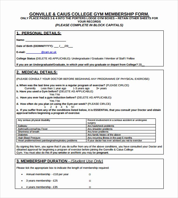 Gym Membership Contract Template Elegant 11 Gym Contract Templates to Download for Free