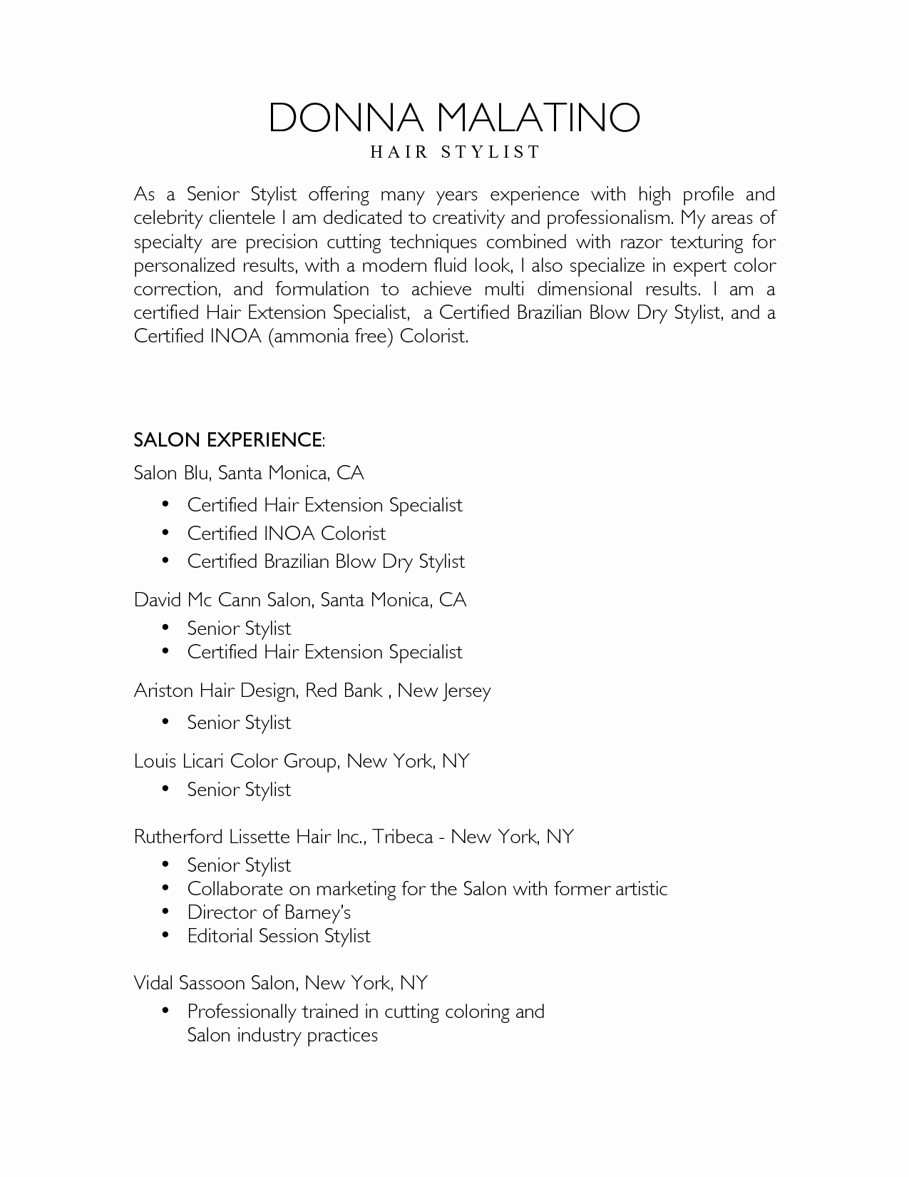 Hair Stylist Resume Template New Hair Stylist Resume Examples Sarahepps