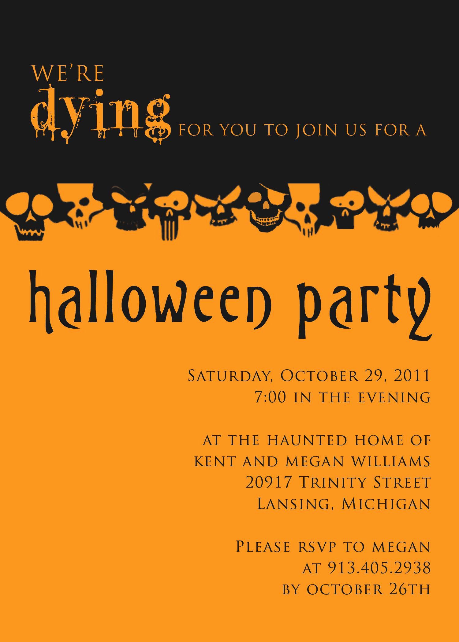 Halloween Party Invitations Template Lovely Halloween Party Invitation Wording