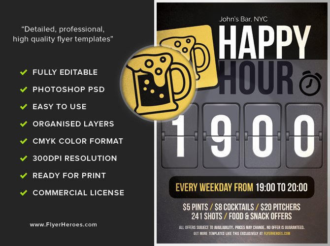 Happy Hour Flyer Template Awesome Happy Hour Flyer Template Flyerheroes