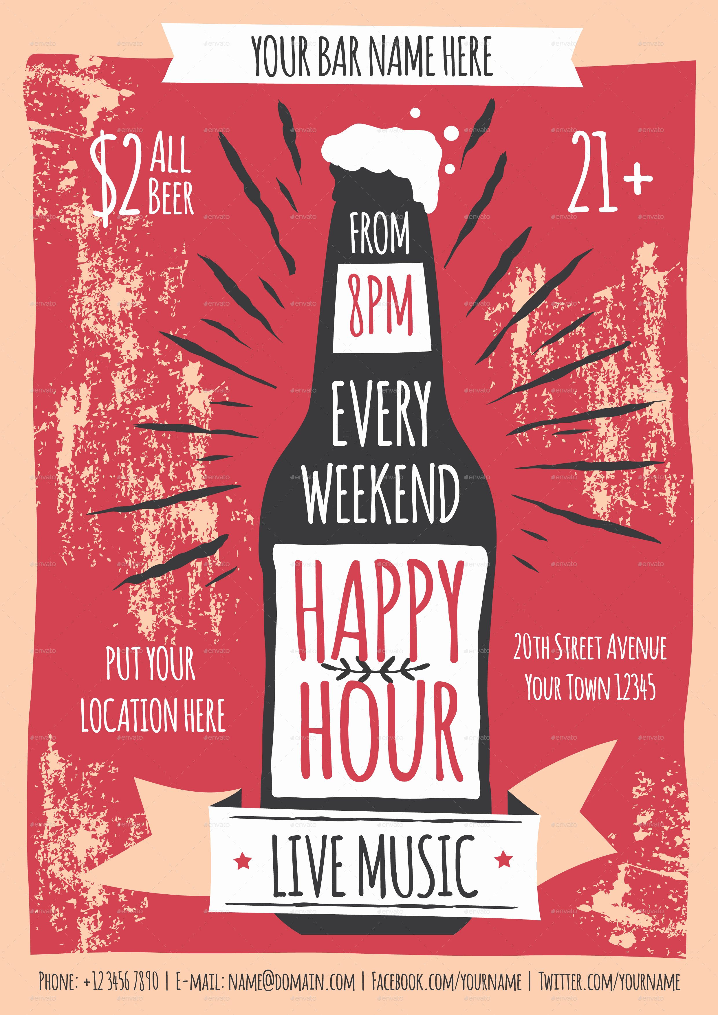 Happy Hour Invite Template Awesome Happy Hour Flyer Template by Meenj with Happy Hour Invites