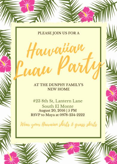 Hawaiian Party Invitation Template Beautiful Luau Invitation Templates Canva
