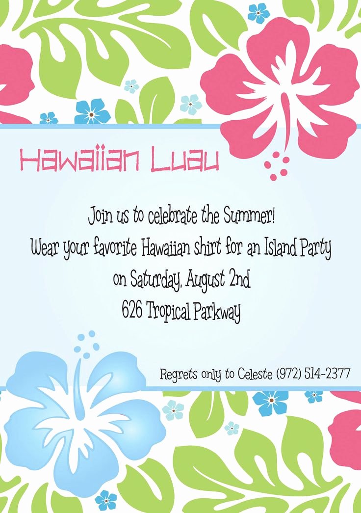 Hawaiian Party Invitation Template Luxury Hawaiian Luau Party Invitation
