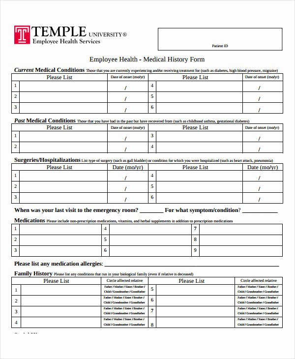 Health History form Template Awesome Medical History form 9 Free Pdf Documents Download