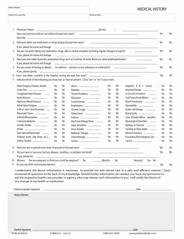 Health History form Template Beautiful 67 Medical History forms [word Pdf] Printable Templates