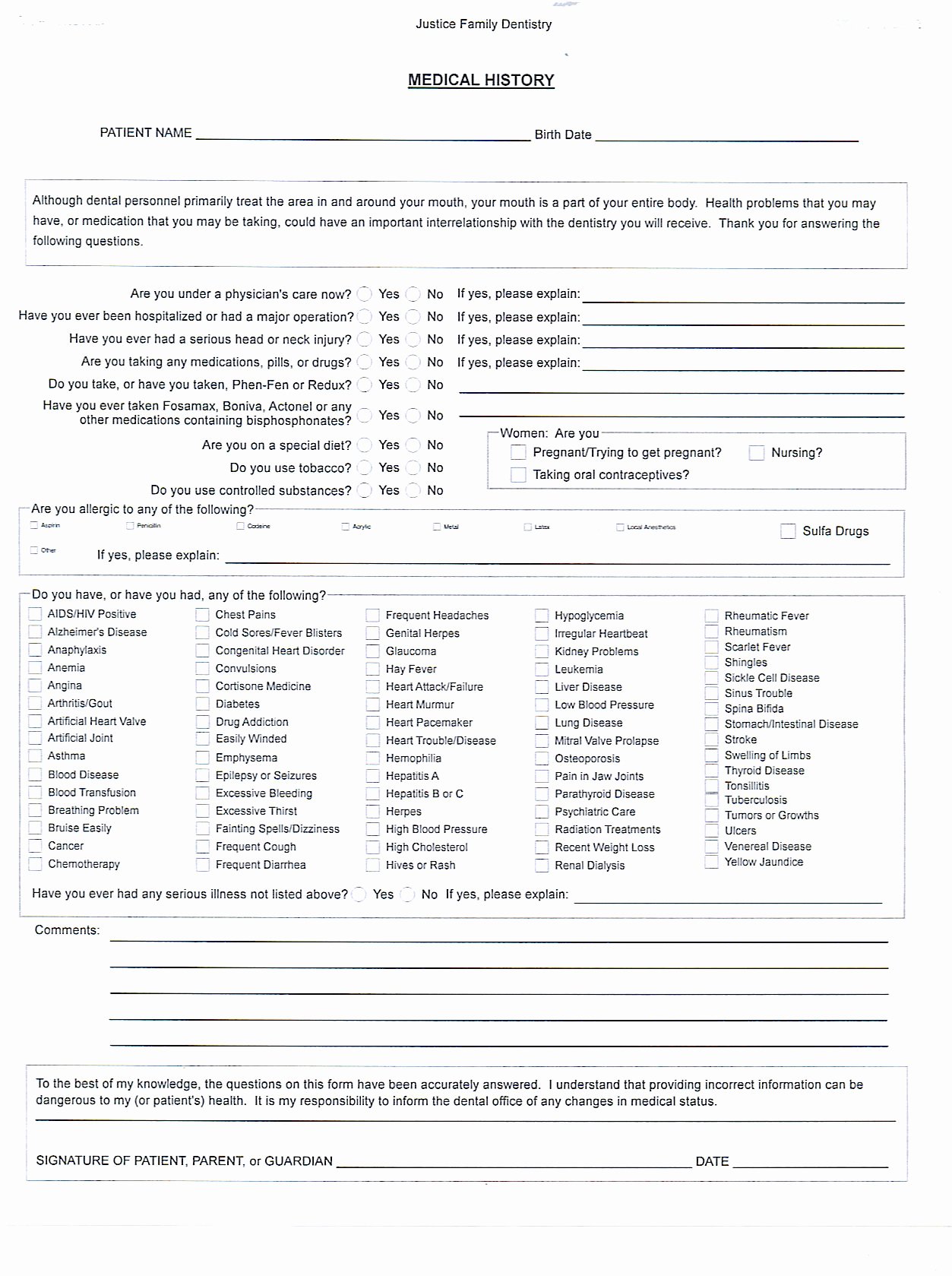 Health History form Template Fresh Medical History form Template – Medical form Templates