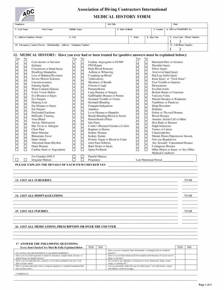 Health History form Template Lovely 67 Medical History forms [word Pdf] Printable Templates
