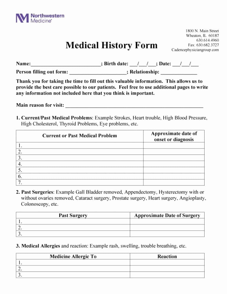Health History form Template Luxury 67 Medical History forms [word Pdf] Printable Templates